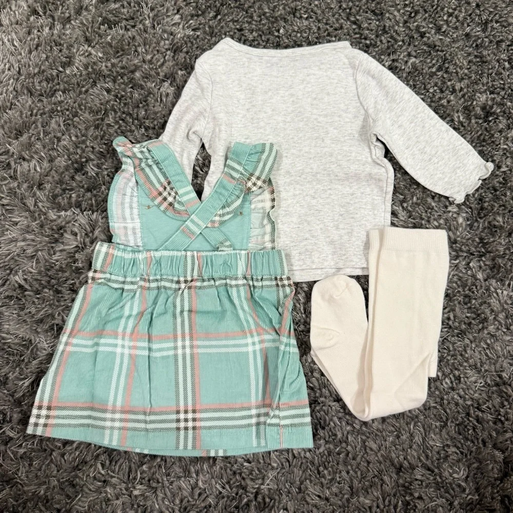 Carter's Baby Girls Long Sleeve Jumper, Top and Tights in Green​​​​